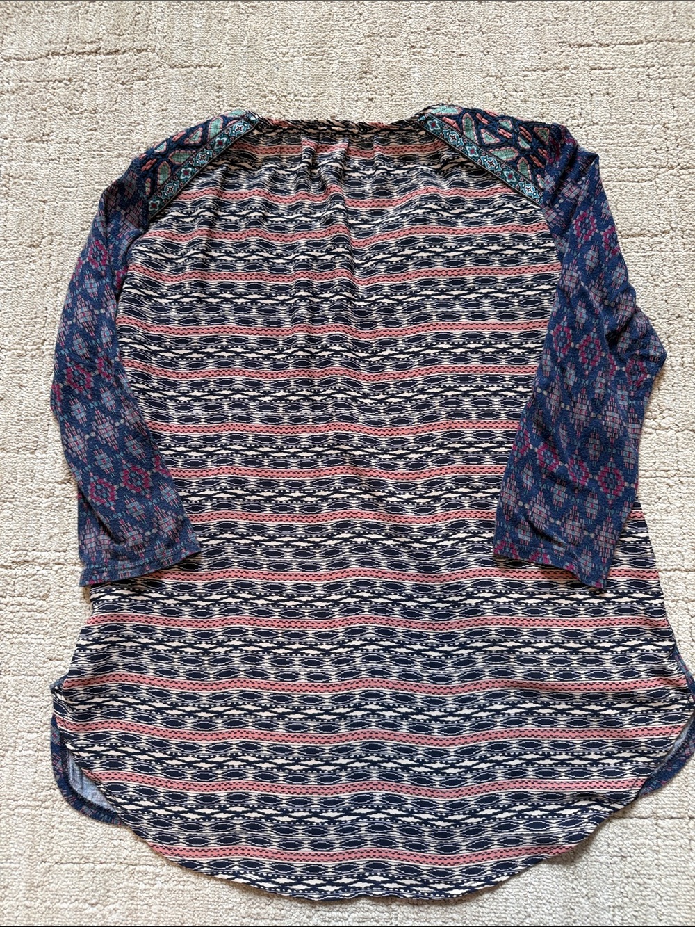 One September Majorelle Peasant Top Women's Small Navy‎ Boho Aztec Embroidered - Picture 5 of 5